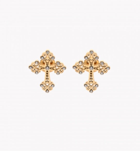 Boucles d'oreilles croix et brillants