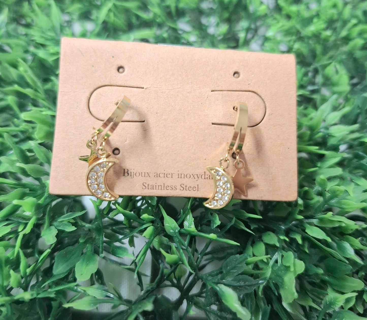 Boucles d'oreilles Lune et étoile