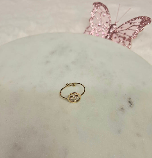 Bague réglable croix brillante
