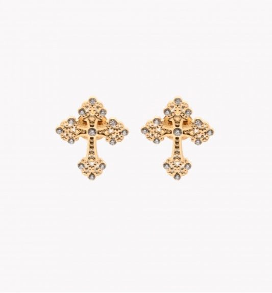 Boucles d'oreilles croix et brillants
