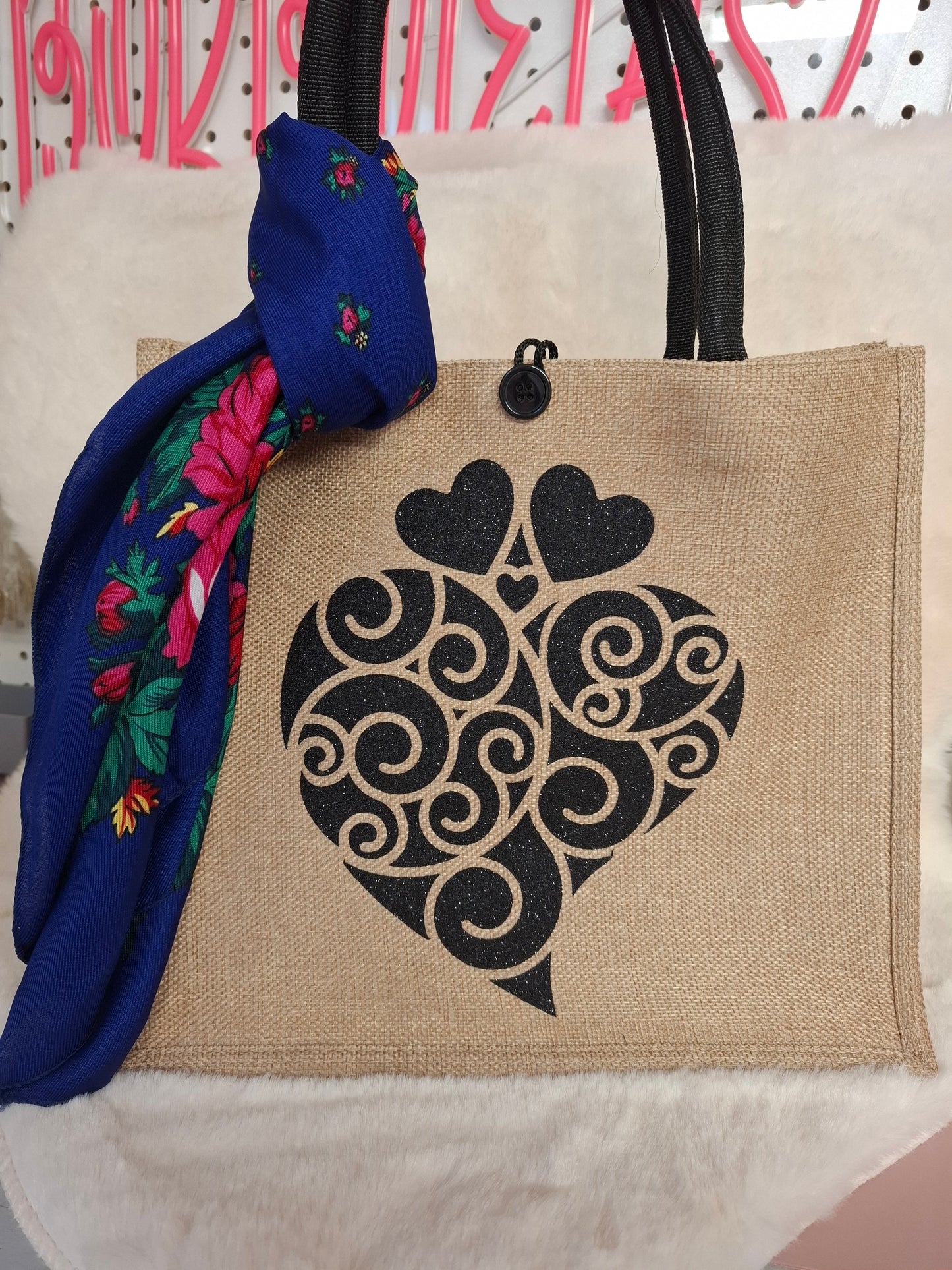 Sac en toile de jute Coração de Viana avec foulard 🇵🇹