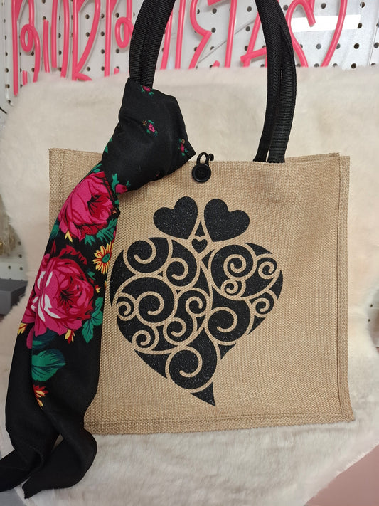 Sac en toile de jute Coração de Viana avec foulard 🇵🇹